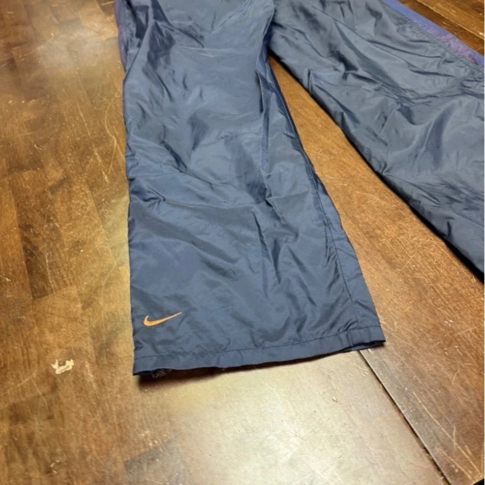 Vtg Nike Track Pants Kids Size M 8-10 Blue Orange Mesh Side Stripe Windbreaker